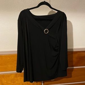 Black blouse with cross buckle detail